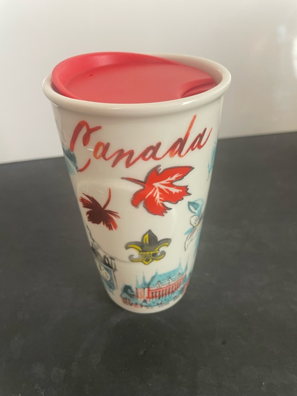 Canada Starbucks Travel Ceramic Tumbler with Red Lid